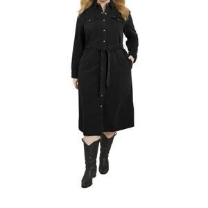 Wrangler Y2K Women's Denim Midi Dress, Black, Size Large 100% Cotton NWT